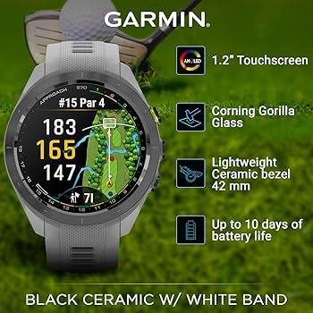 🔥GARMIN APPROACH S70 42mm Golf Watch Black-WhiteBand